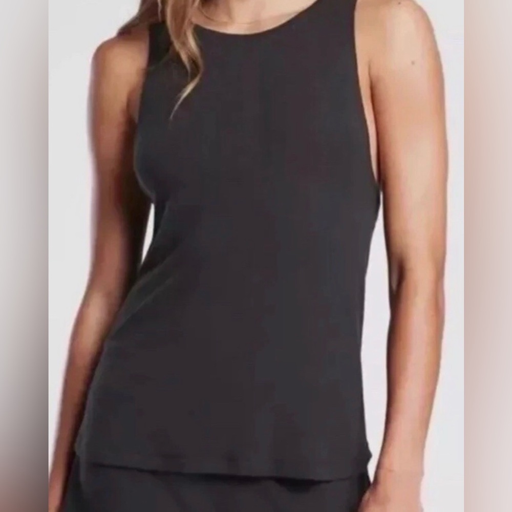 Athleta Well Rested Rib Sleep Tank Top Women's Small Black